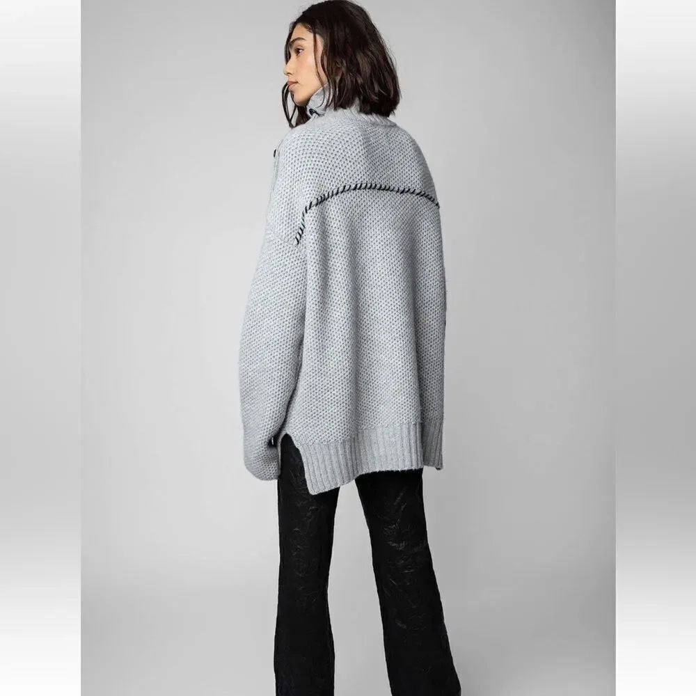 $998 Zadig & Voltaire Alma Pocket Cashmere Sweater Jumper Pullover NWT FLAWED - Picture 4 of 16